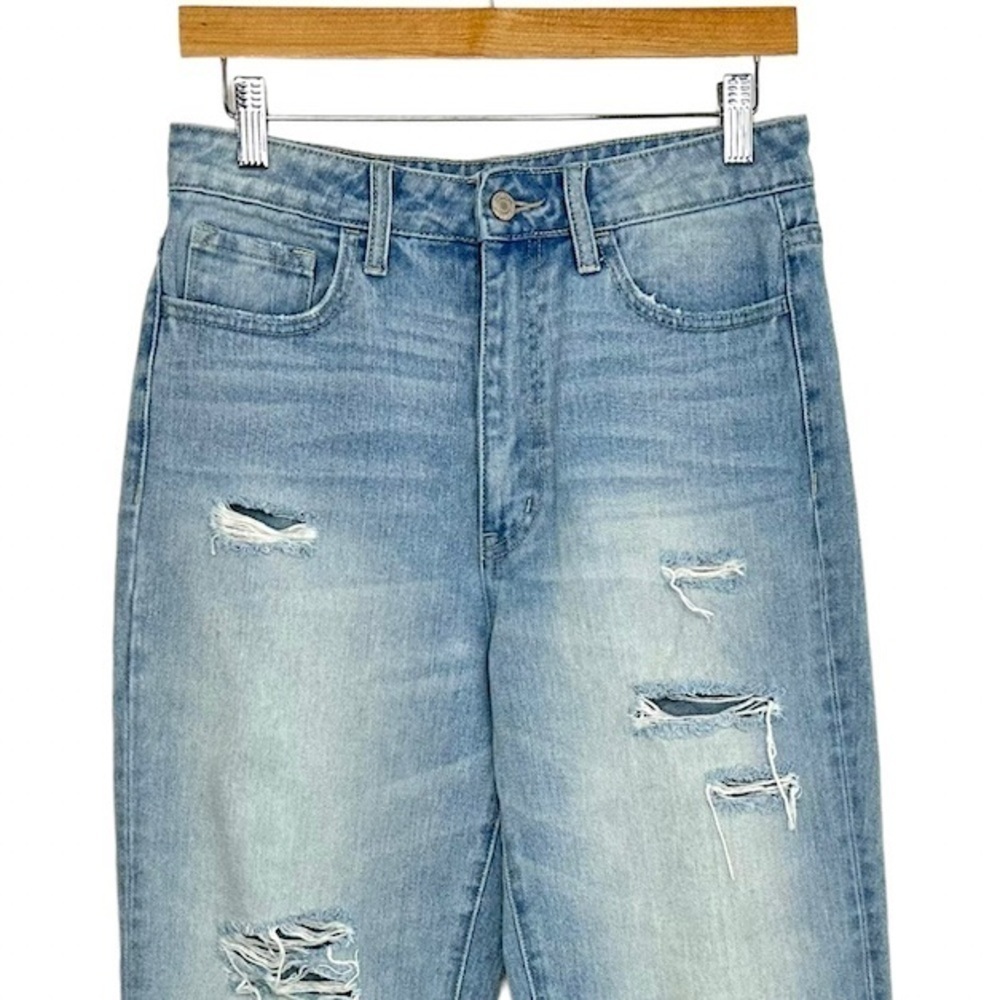 Vervet Womens Drew Distressed High Rise Jeans Sz 28 Cropped Light Wash Cotton - Picture 3 of 5